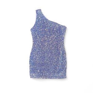 Elvi One-Shoulder Purple Sequin Mini Dress